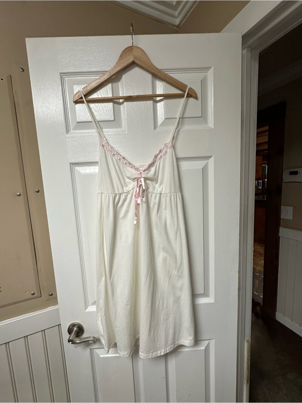 Victoria's Secret Cream Chemise with Pink Lace Trim
